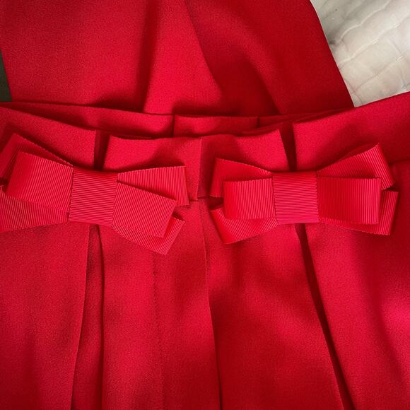 Saloni Bow Tulip Trousers in Scarlet Red High Waisted Size 2 Pleated Chic Sexy - Picture 15 of 16